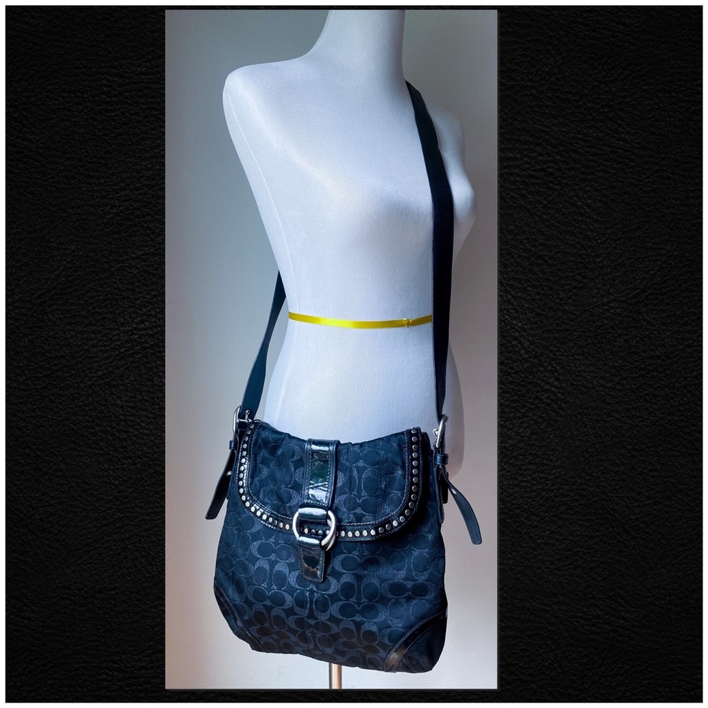 EUC Coach Studded Lurex Flap Duffle Shoulder bag